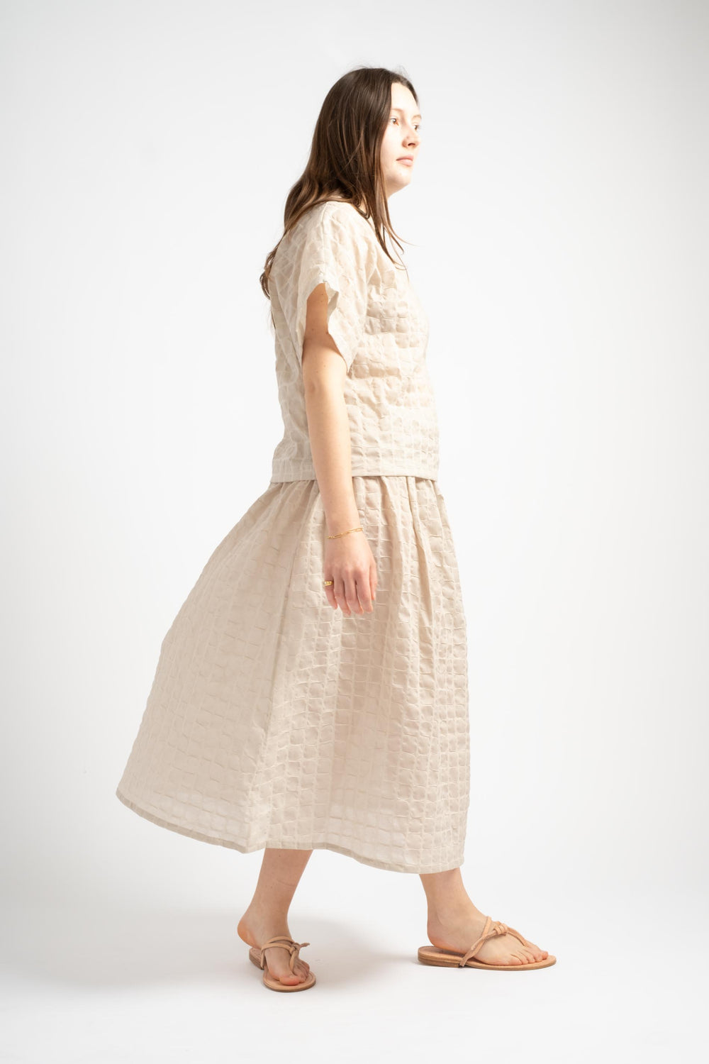 Ripple Finish Skirt in Beige