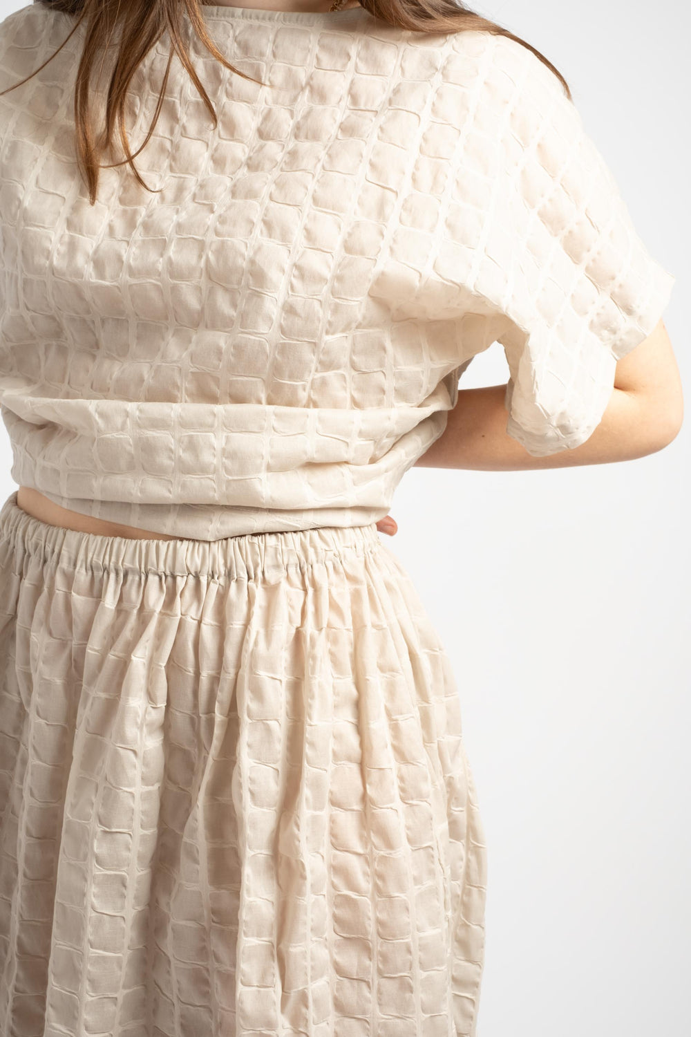 Ripple Finish Skirt in Beige