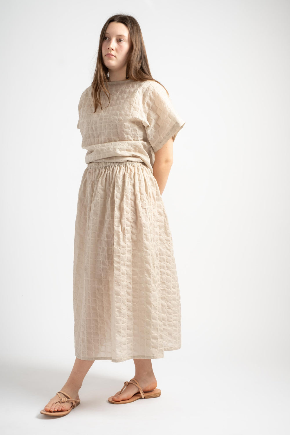 Ripple Finish Skirt in Beige
