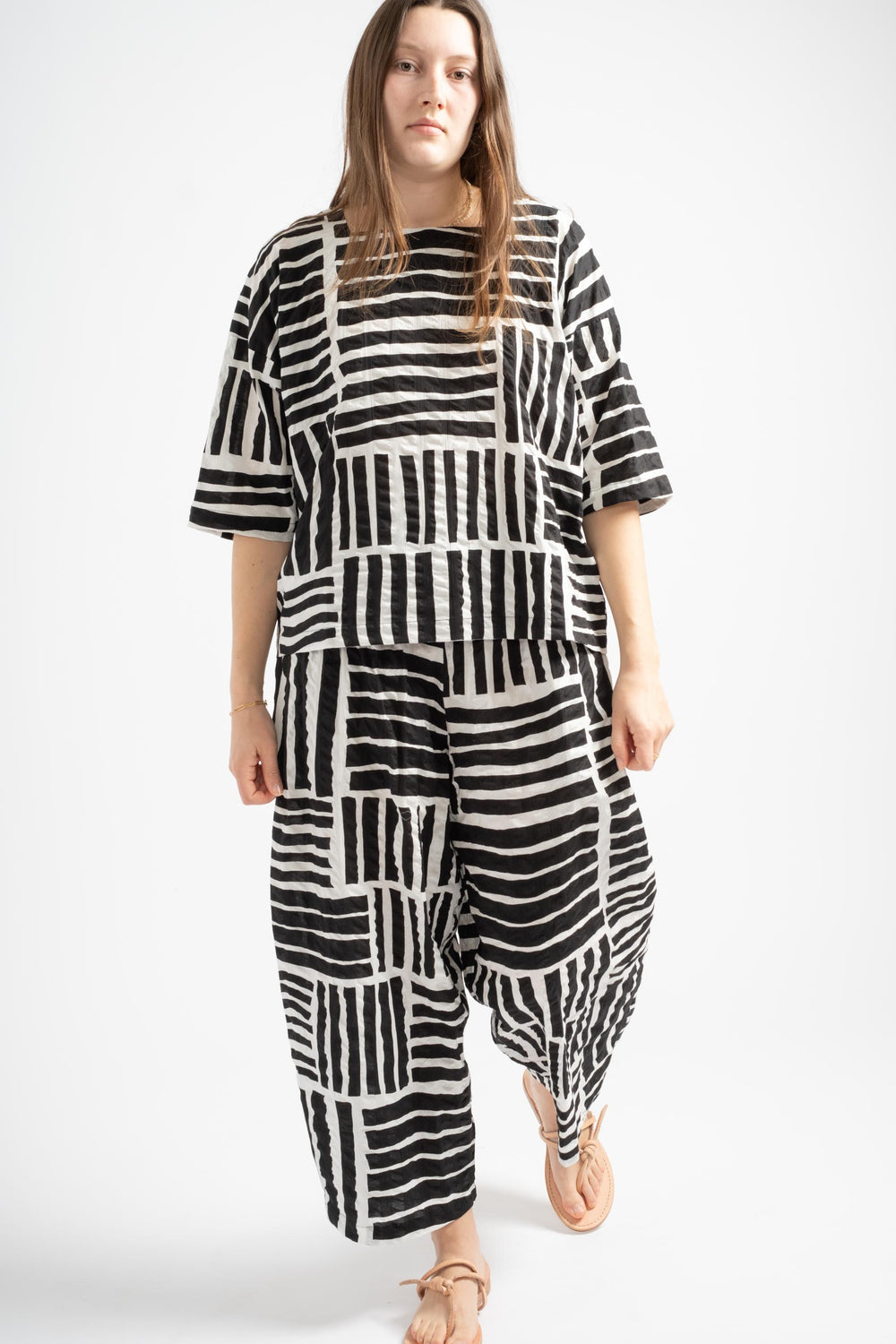 Wide Pants in Black Print