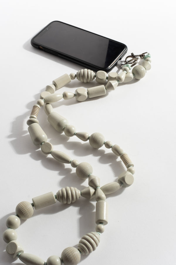 Perlenmix Phonenecklace in Light Grey