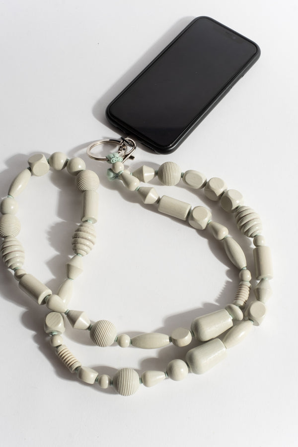 Perlenmix Phonenecklace in Light Grey