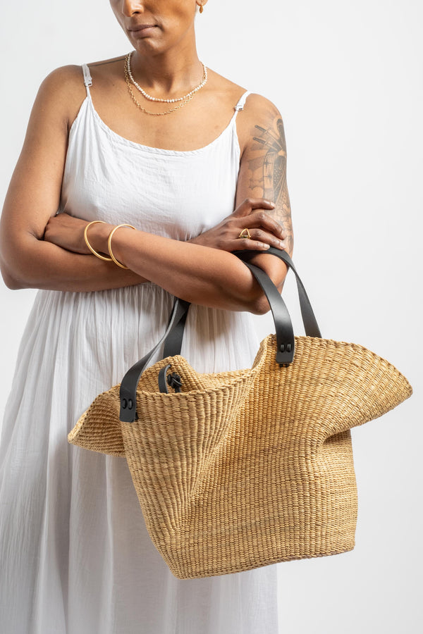 Froissé Shopping Bag in Black