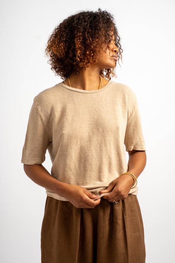 Dakota 100% Hemp Tee in Oat Milk