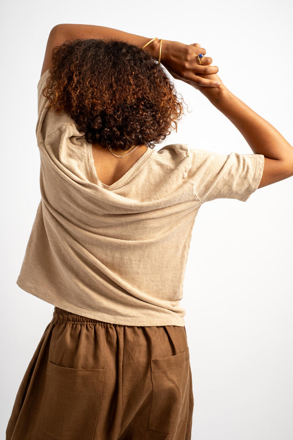 Dakota 100% Hemp Tee in Oat Milk