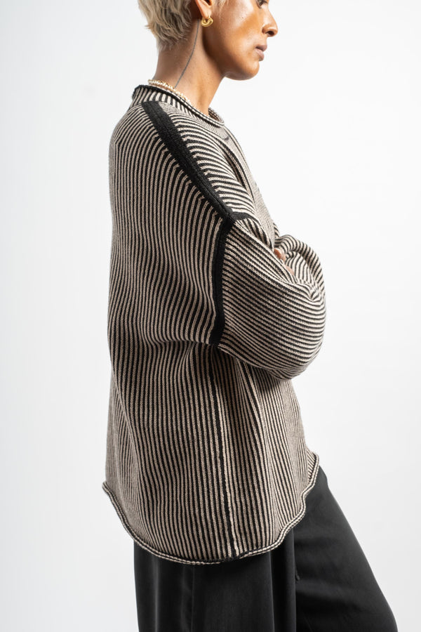 Linea Rollneck in Black Melange + Sisal