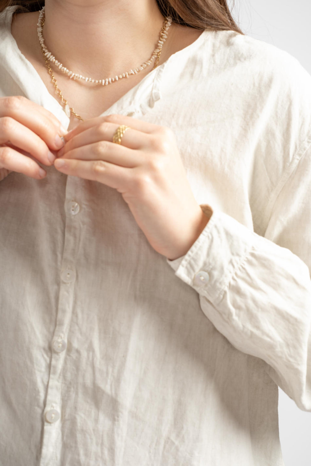 Plant Dyed Wide Shirt in White Benga