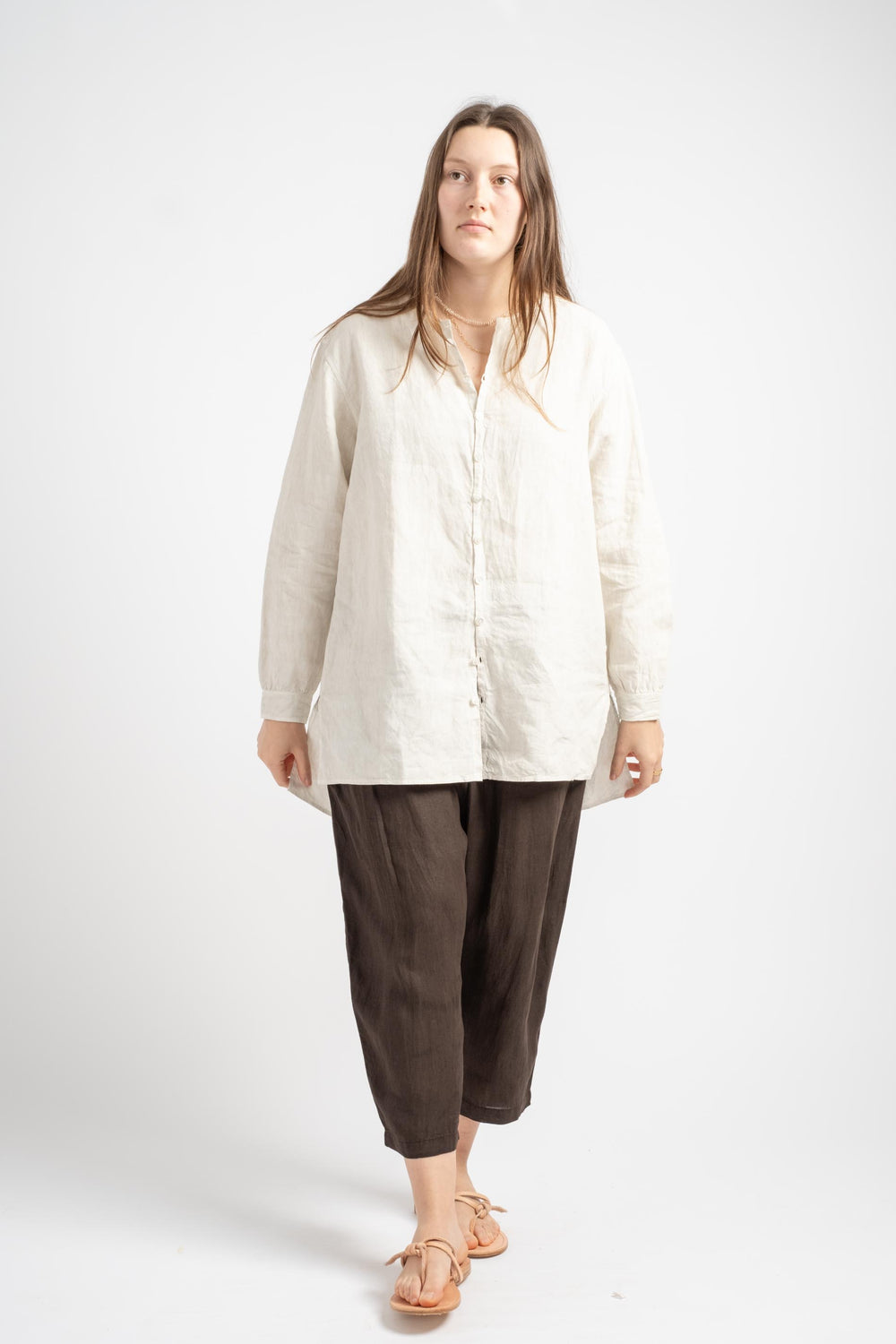 Plant Dyed Wide Shirt in White Benga