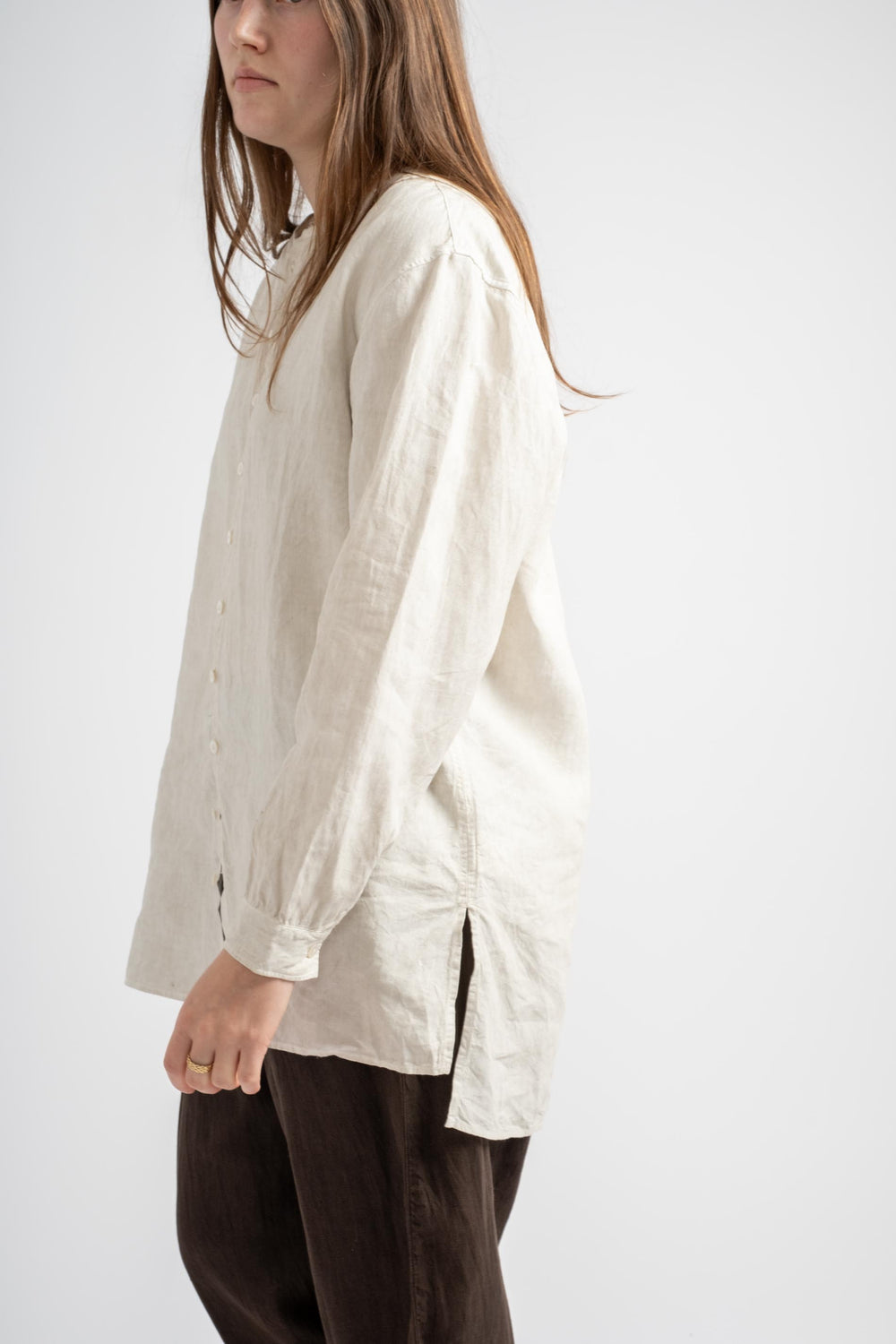 Plant Dyed Wide Shirt in White Benga