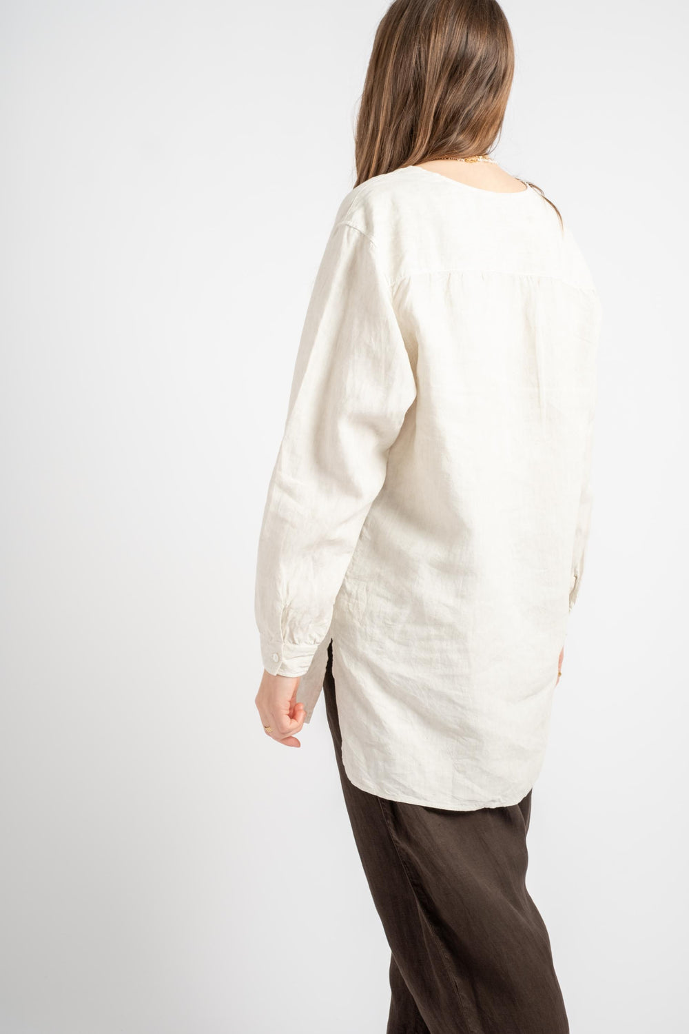 Plant Dyed Wide Shirt in White Benga