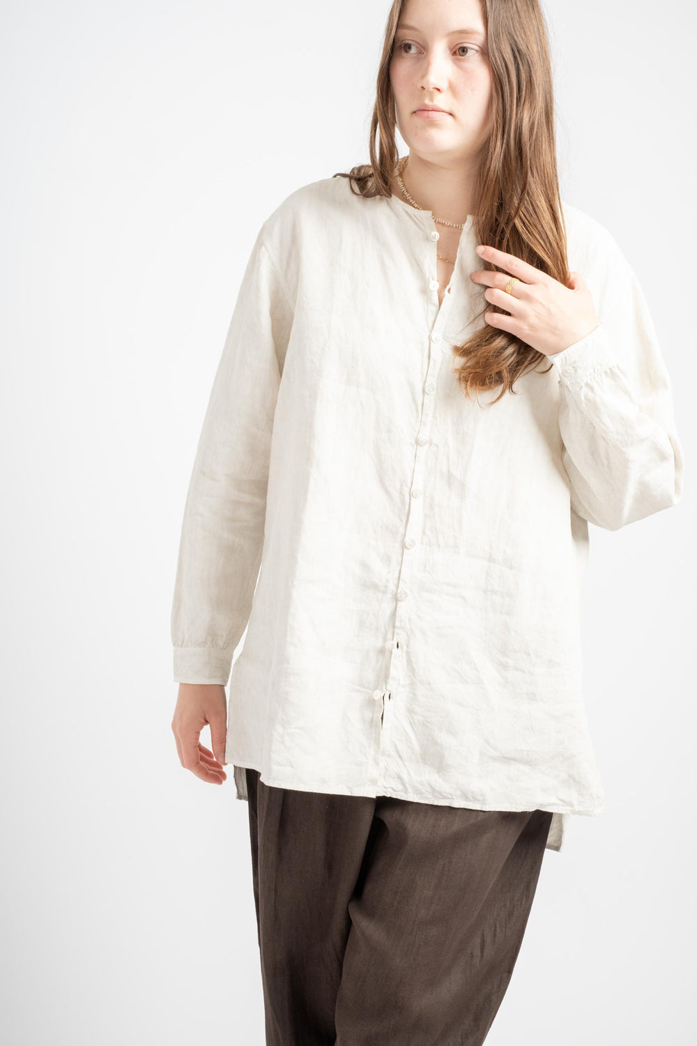 Plant Dyed Wide Shirt in White Benga