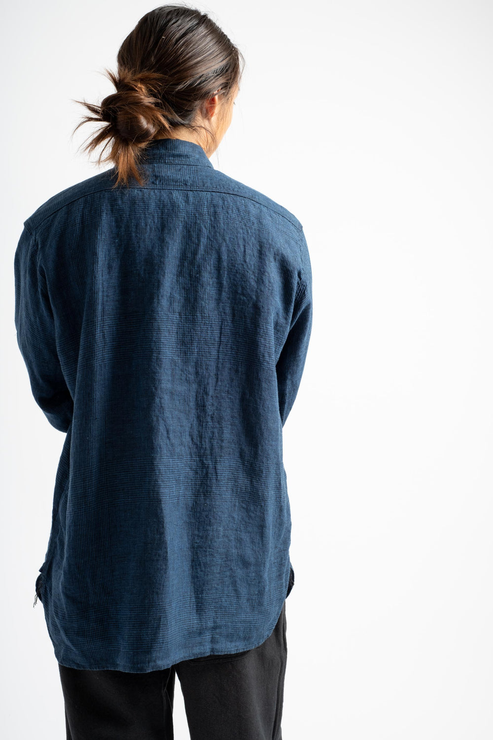 Indigo Check Linen Work Shirt