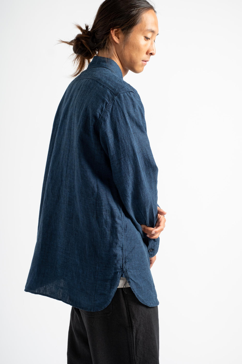 Indigo Check Linen Work Shirt