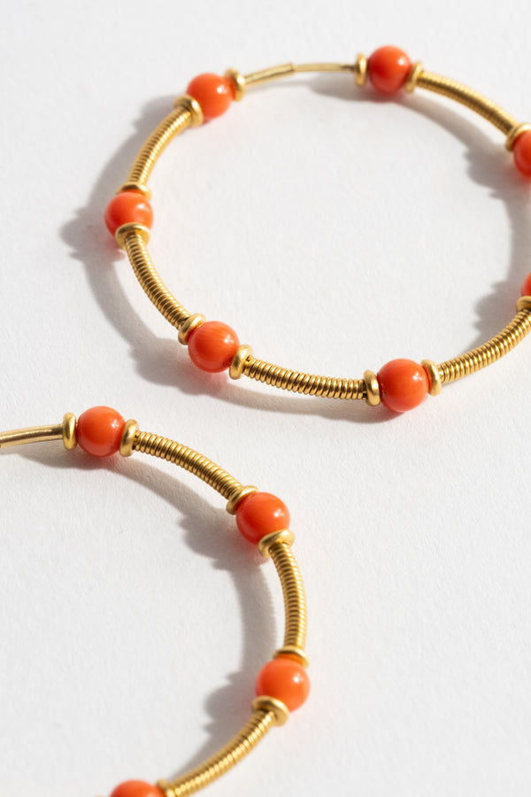 Antique Coral Zeno Hoop Earrings