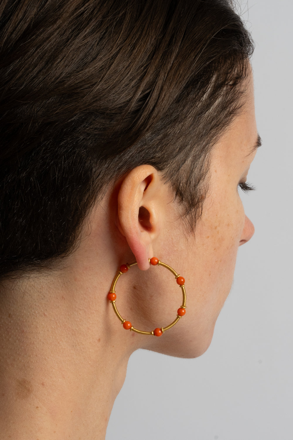 Antique Coral Zeno Hoop Earrings