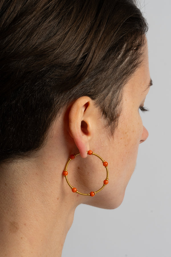 Antique Coral Zeno Hoop Earrings