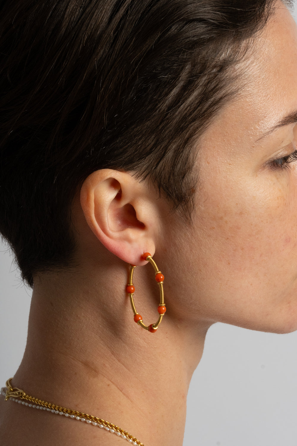 Antique Coral Zeno Hoop Earrings