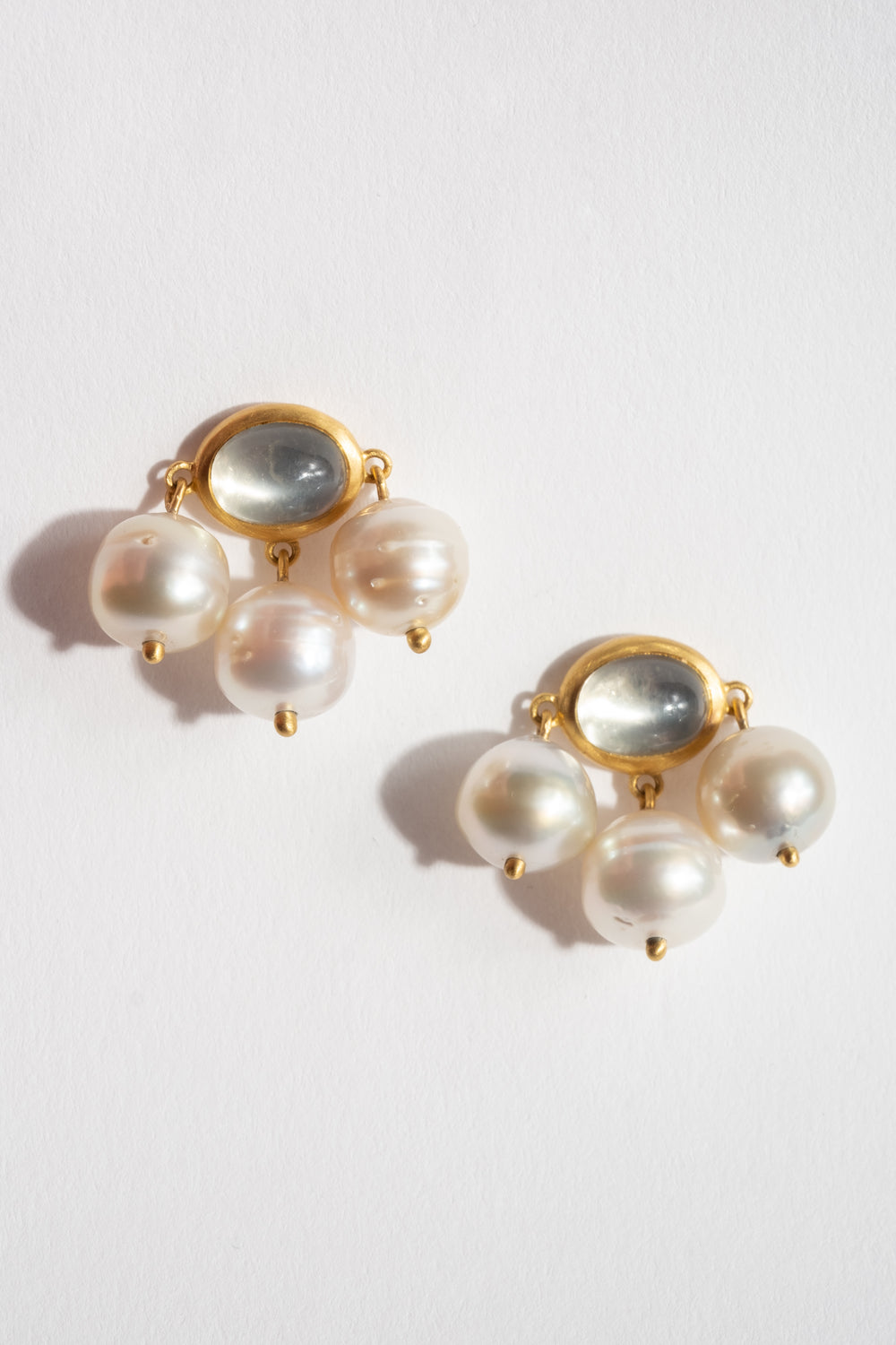 Mango Moonstone + South Sea Pearl Unda Stud Earring