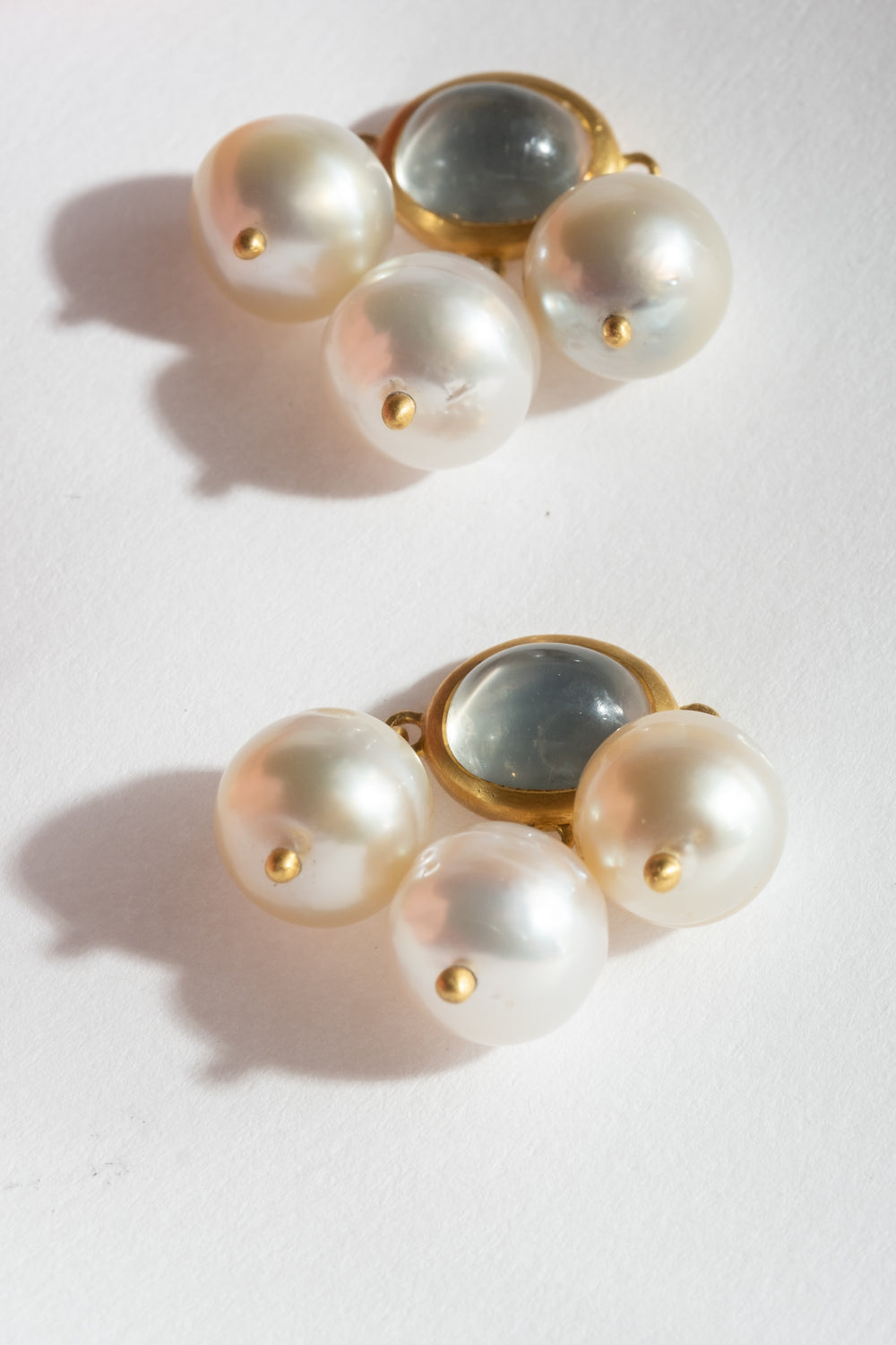 Mango Moonstone + South Sea Pearl Unda Stud Earring