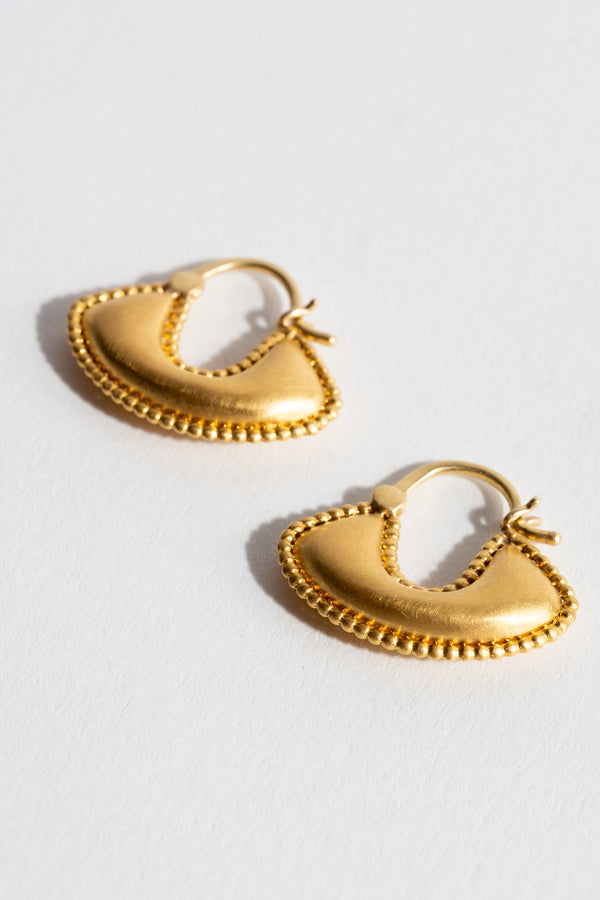 Small Granulated Boat-Shaped Hoop Earrings