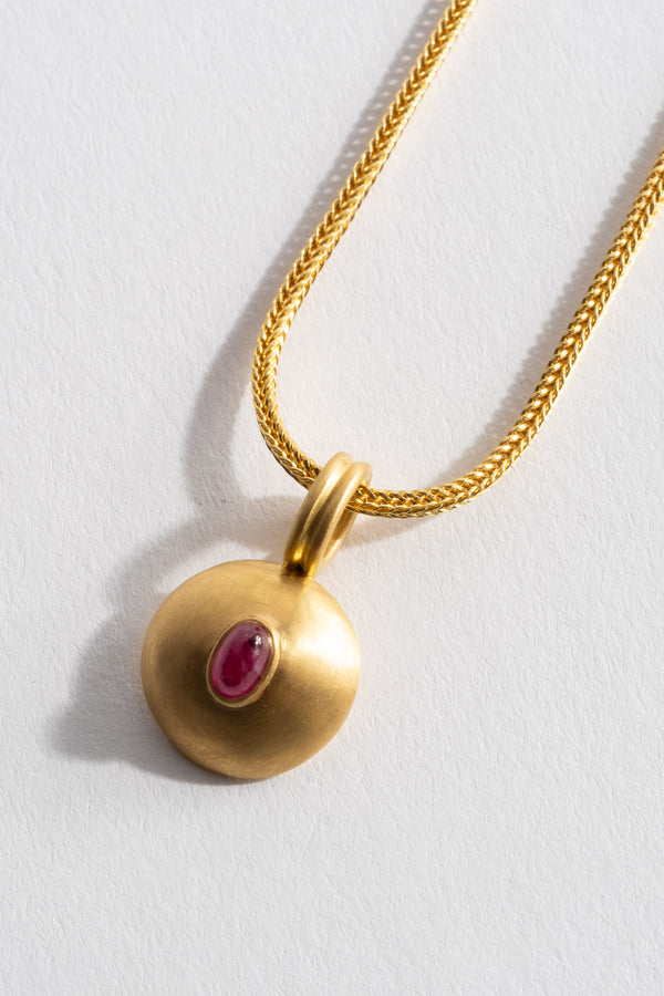 Prounis Small Ruby Bulla Pendant Detail