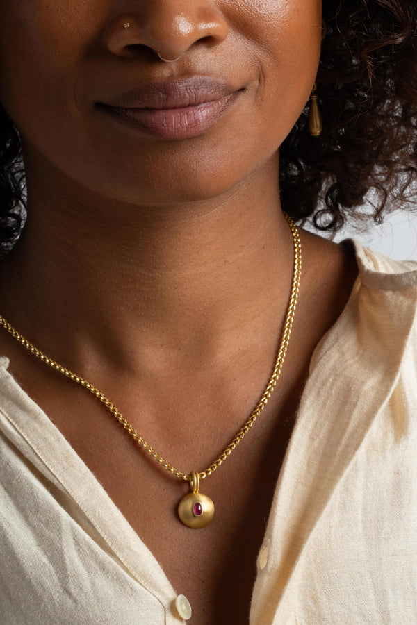Prounis Small Ruby Bulla Pendant on Model