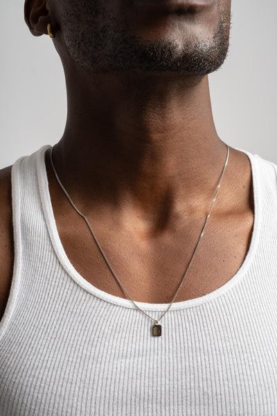 Sterling Curb Chain Tag Necklace