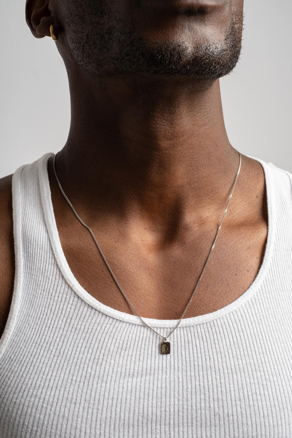 Sterling Curb Chain Tag Necklace