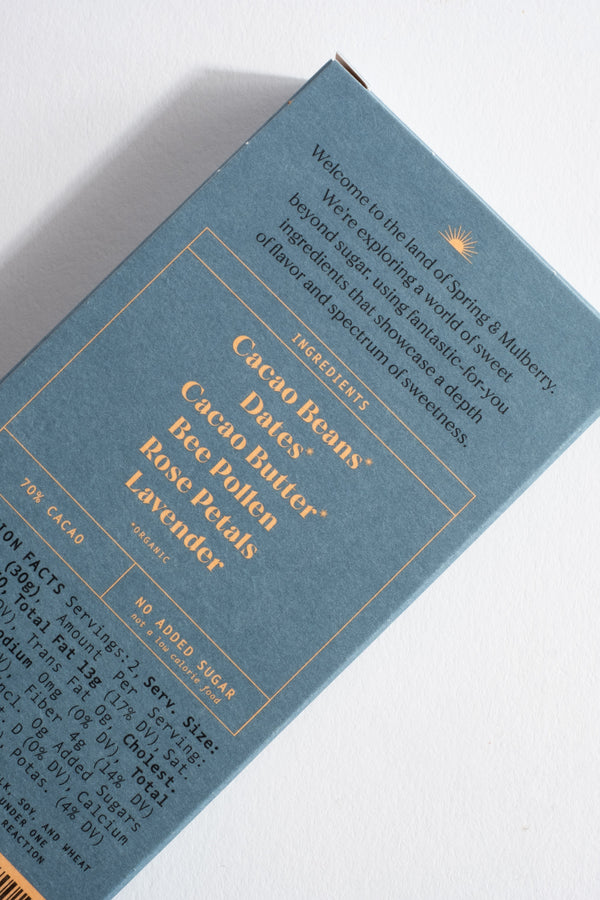 Lavender, Bee Pollen + Rose Petal Chocolate Bar