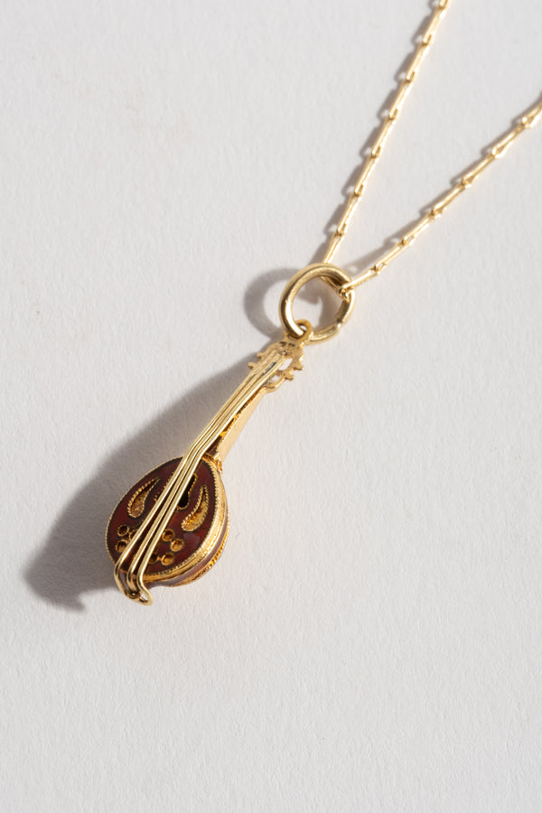 18K Enamel Mandolin Charm