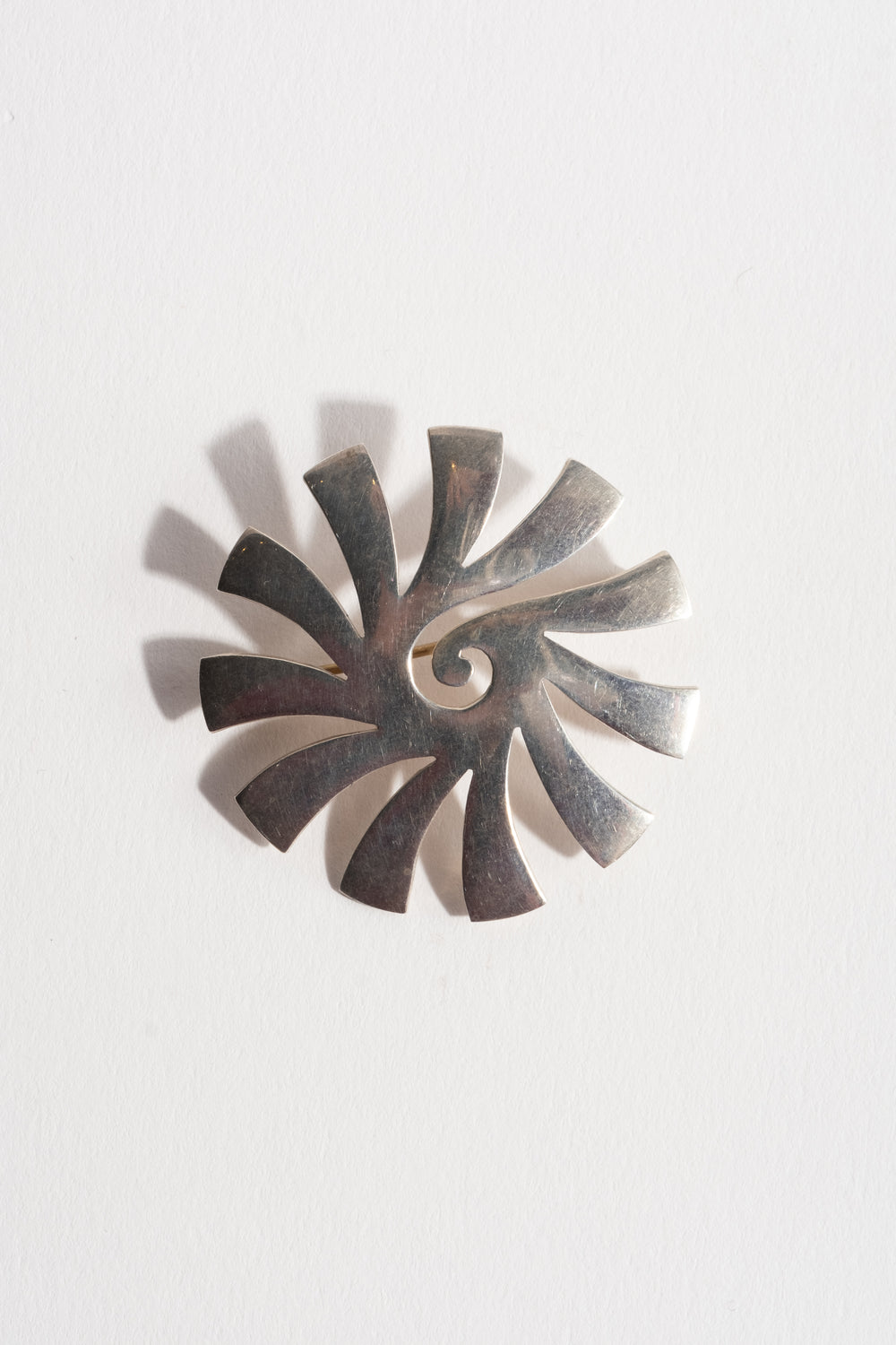 Sterling Sunburst Spiral Pin