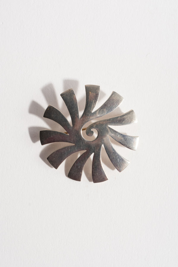Sterling Sunburst Spiral Pin
