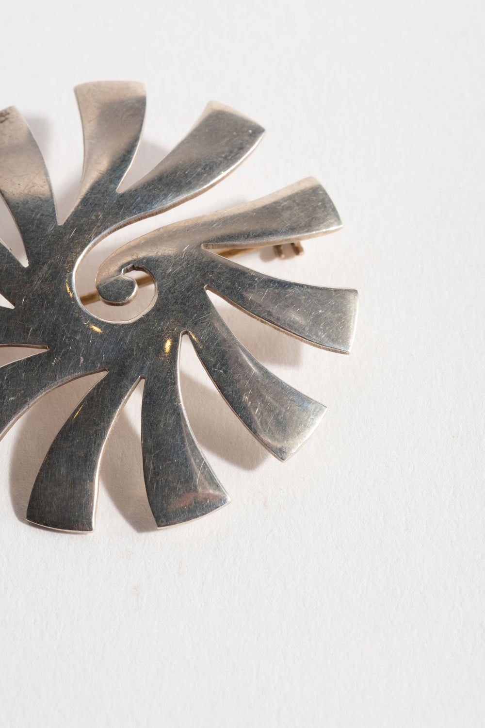 Sterling Sunburst Spiral Pin
