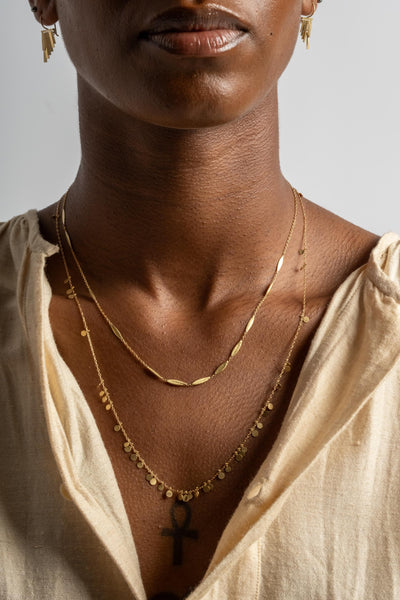 18K Grass Seeds Necklace - Short