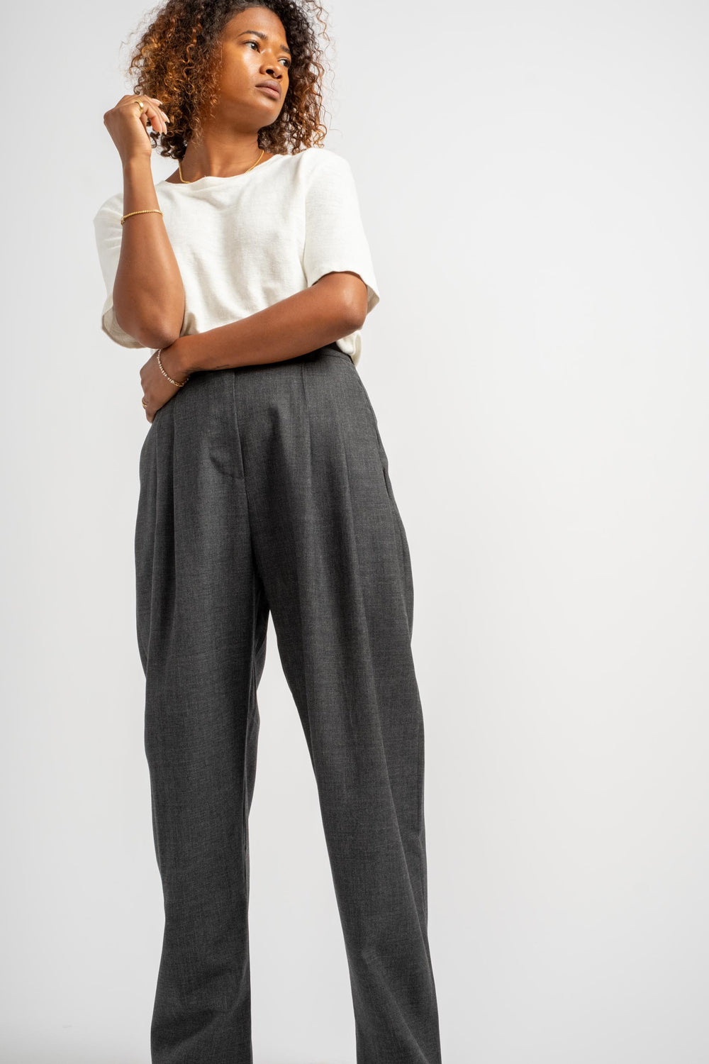 Acuna Double Pleat Front Pant in Slate Melange