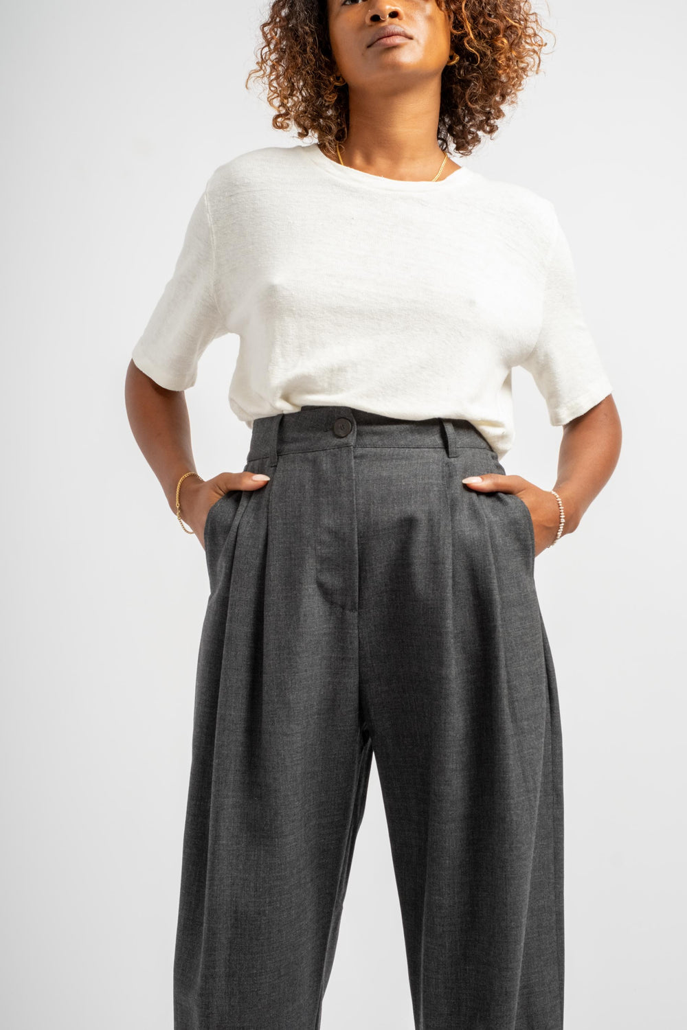 Acuna Double Pleat Front Pant in Slate Melange