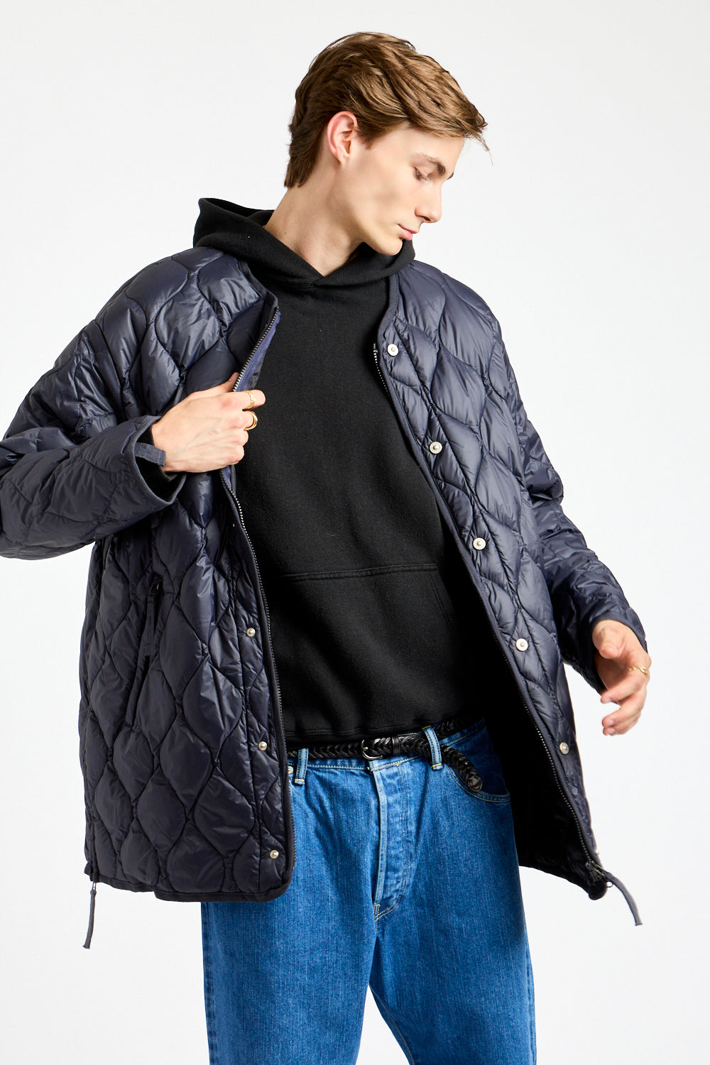 Military M65 Liner Zip Down Jacket in Dark Navy