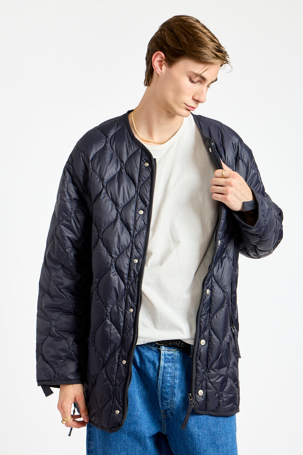 Military M65 Liner Zip Down Jacket in Dark Navy