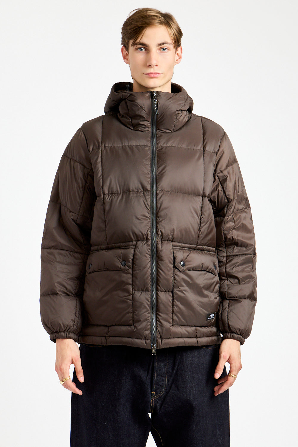 Mountain Volume Hood Down Jacket in Dark Chocolate