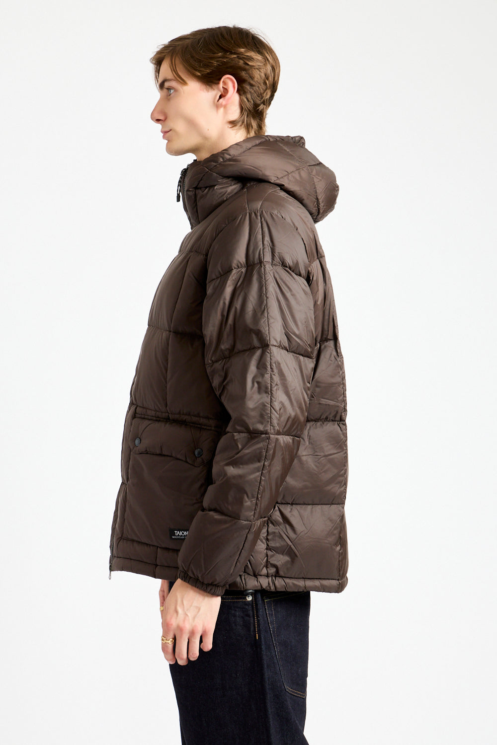 Mountain Volume Hood Down Jacket in Dark Chocolate
