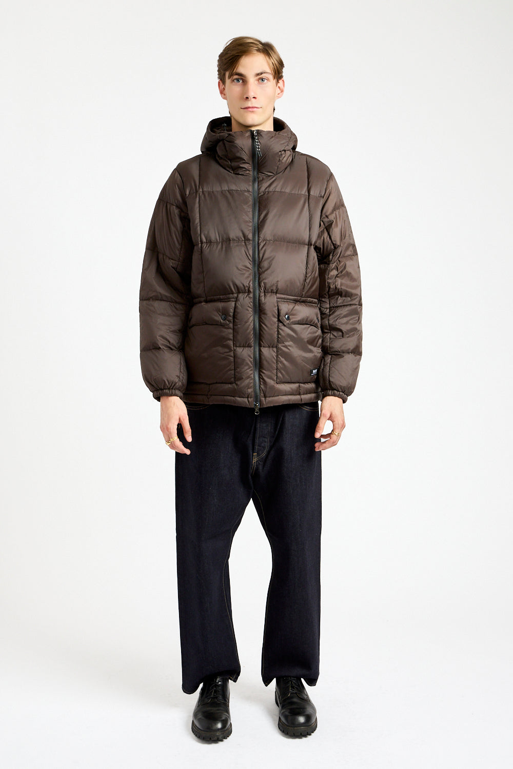 Mountain Volume Hood Down Jacket in Dark Chocolate
