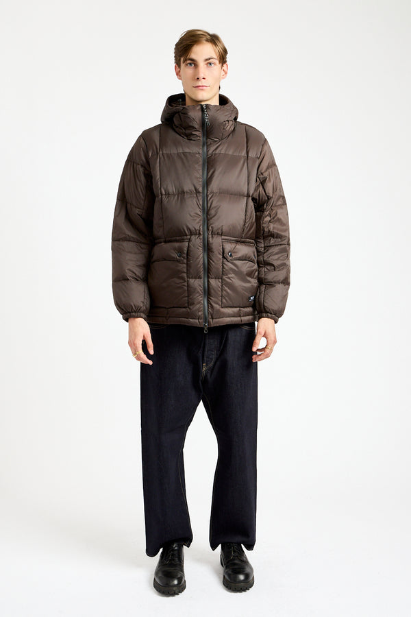 Mountain Volume Hood Down Jacket in Dark Chocolate