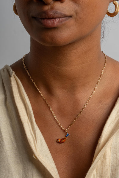 14K Enamel Sparrow Charm