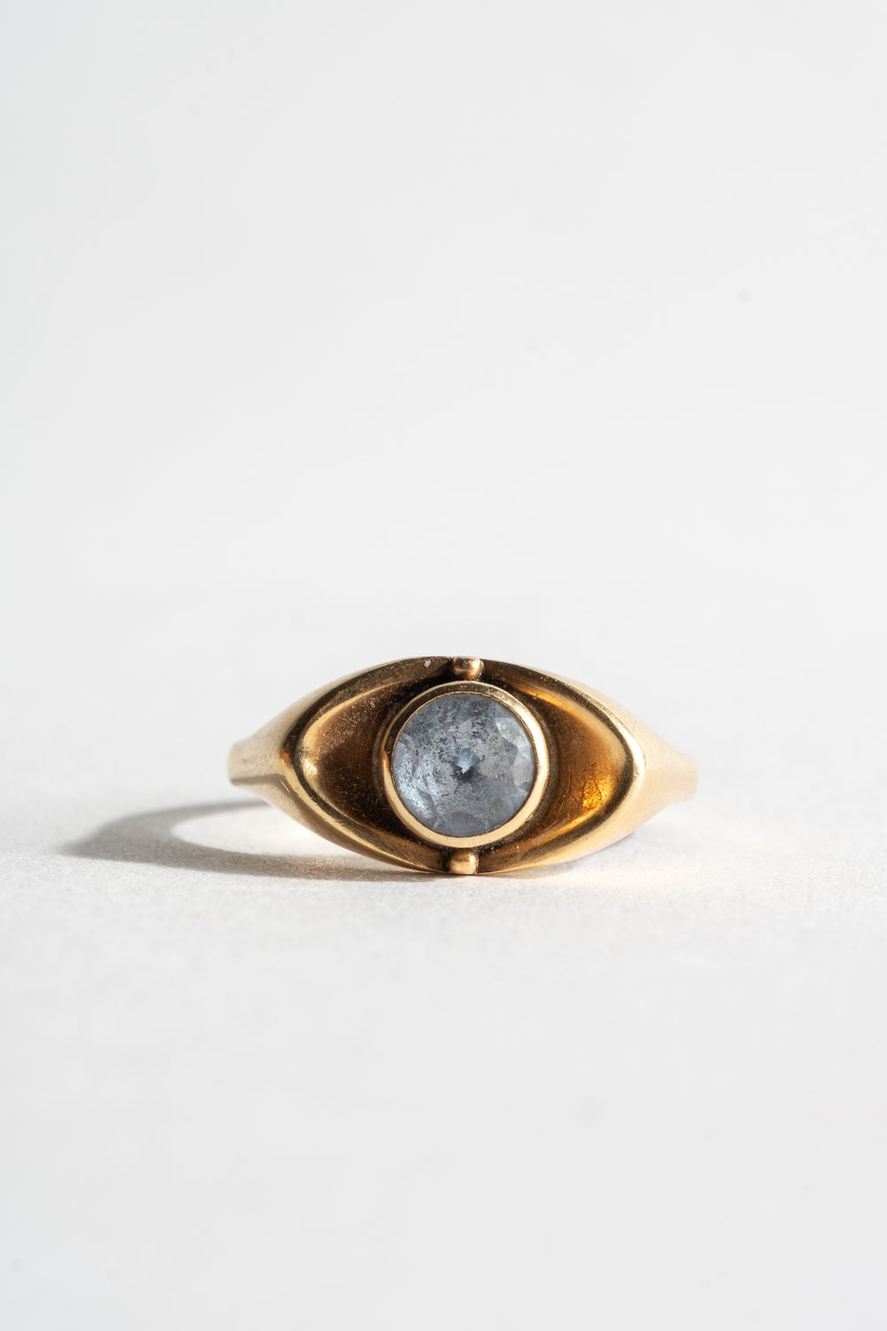 14K Modern Aquamarine Eye Shaped Ring
