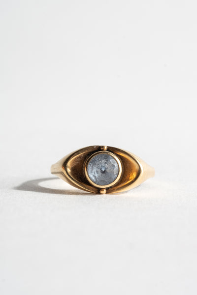 14K Modern Aquamarine Eye Shaped Ring