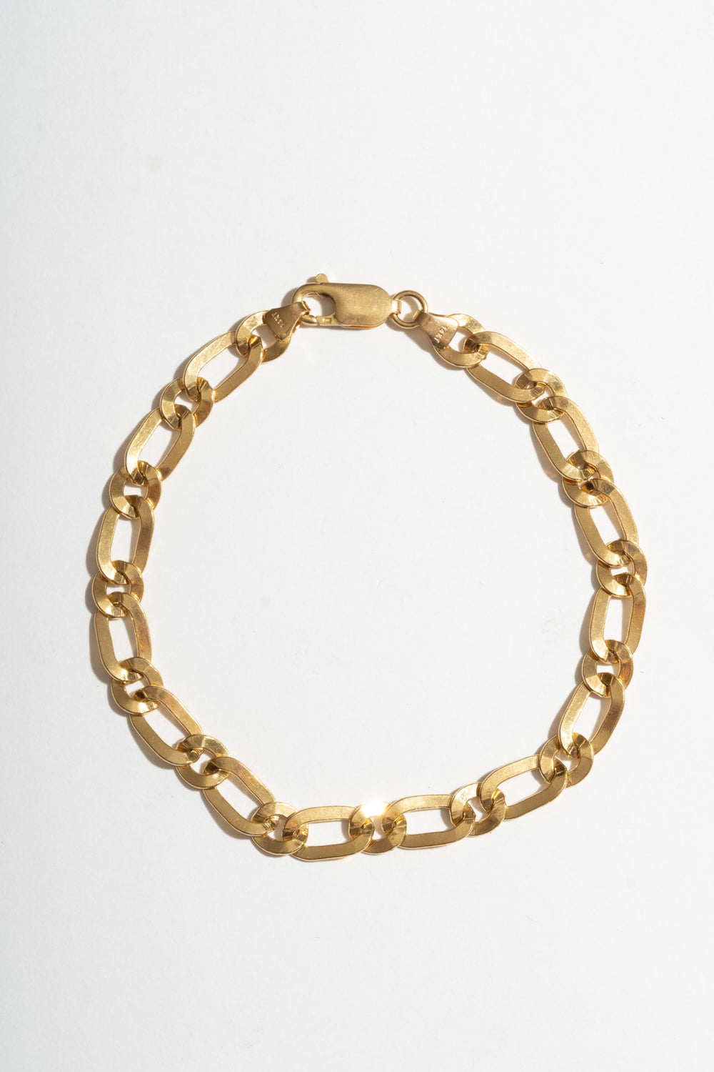 14K Rounded Figaro Chain Bracelet