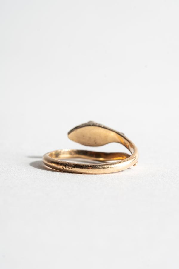9K Diamond + Ruby Victorian Snake Ring
