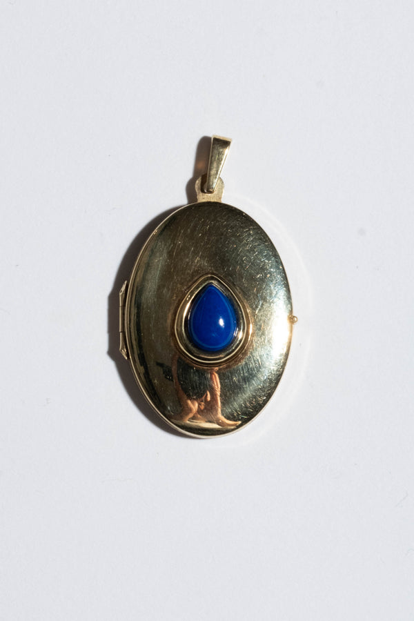 10K 1940's Locket with Lapis Teardrop