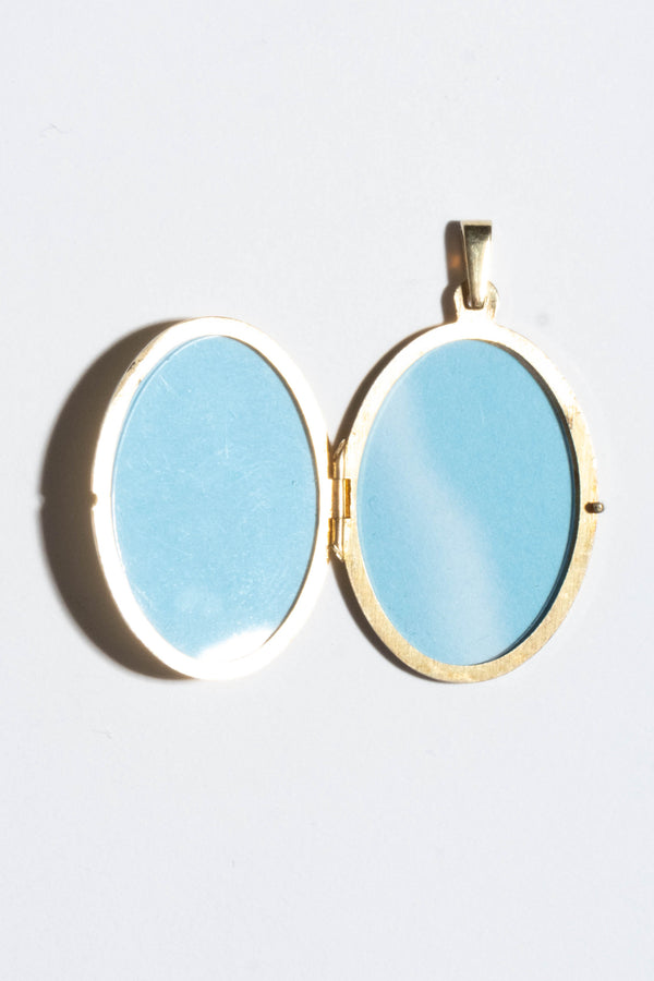10K 1940's Locket with Lapis Teardrop