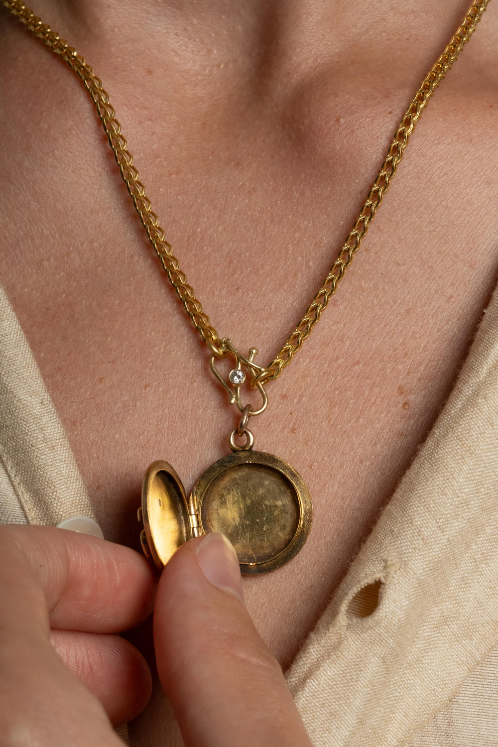14K 1920's Snake Locket with Diamond